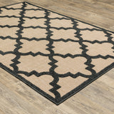 Homeroots 5' X 8' Beige And Black Geometric Stain Resistant Indoor Outdoor Area Rug Sand,Charcoal Polypropylene 506806