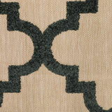 Homeroots 5' X 8' Beige And Black Geometric Stain Resistant Indoor Outdoor Area Rug Sand,Charcoal Polypropylene 506806