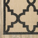 Homeroots 5' X 8' Beige And Black Geometric Stain Resistant Indoor Outdoor Area Rug Sand,Charcoal Polypropylene 506806