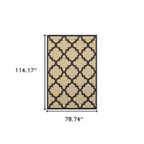 Homeroots 7' X 10' Beige And Black Geometric Stain Resistant Indoor Outdoor Area Rug Sand,Charcoal Polypropylene 506807