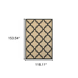 Homeroots 10' X 13' Beige And Black Geometric Stain Resistant Indoor Outdoor Area Rug Sand,Charcoal Polypropylene 506809