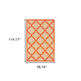 Homeroots 7' X 10' Orange Geometric Stain Resistant Indoor Outdoor Area Rug Sand,Orange Polypropylene 506813