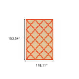 Homeroots 10' X 13' Orange Geometric Stain Resistant Indoor Outdoor Area Rug Sand,Orange Polypropylene 506815