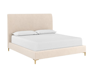 Sunpan Harris Bed - Modern Upholstered Design with Fine Tufting and Stainless Steel Gold Legs for Style King