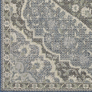 Homeroots 10' X 13' Blue And Green Oriental Stain Resistant Indoor Outdoor Area Rug  Polypropylene 506842