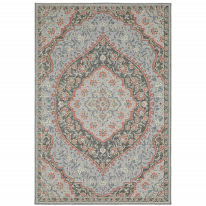 Homeroots 10' X 13' Blue Oriental Stain Resistant Indoor Outdoor Area Rug  Polypropylene 506847