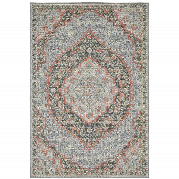 Homeroots 10' X 13' Blue Oriental Stain Resistant Indoor Outdoor Area Rug  Polypropylene 506847