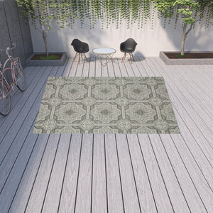 Homeroots 10' X 13' Blue And Gray Geometric Stain Resistant Indoor Outdoor Area Rug  Polypropylene 506857