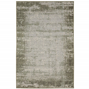Homeroots 10' X 13' Green And Ivory Abstract Stain Resistant Indoor Outdoor Area Rug  Polypropylene 506862