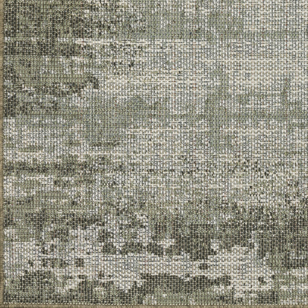 Homeroots 10' X 13' Green And Ivory Abstract Stain Resistant Indoor Outdoor Area Rug  Polypropylene 506862