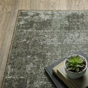 Homeroots 10' X 13' Green And Ivory Abstract Stain Resistant Indoor Outdoor Area Rug  Polypropylene 506862