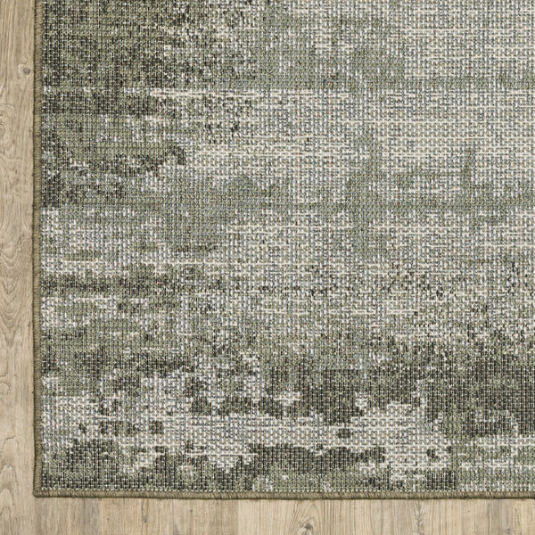 Homeroots 10' X 13' Green And Ivory Abstract Stain Resistant Indoor Outdoor Area Rug  Polypropylene 506862