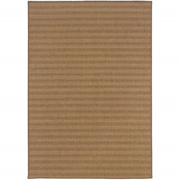 HomeRoots 5' Tan Striped Stain-Resistant Area Rug for Indoor and Outdoor Use - Durable, Stylish, Easy Care 5'3" x 7'6" 506872