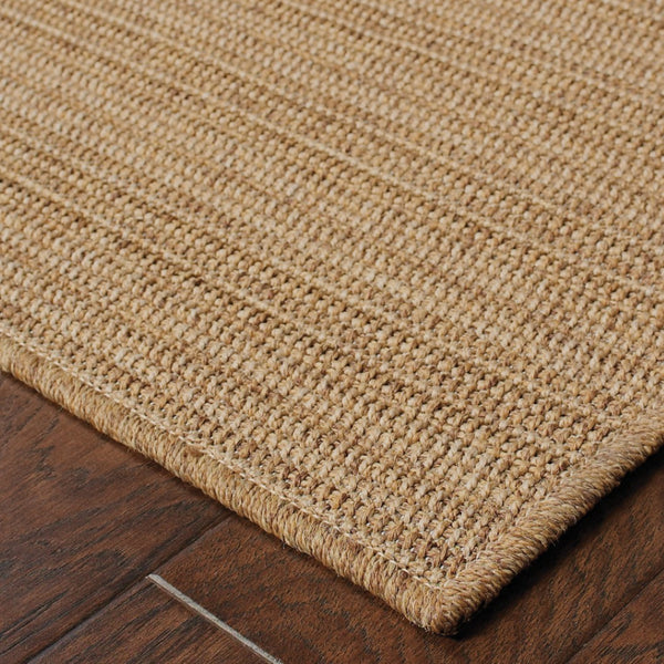 HomeRoots 5' Tan Striped Stain-Resistant Area Rug for Indoor and Outdoor Use - Durable, Stylish, Easy Care 5'3" x 7'6" 506872
