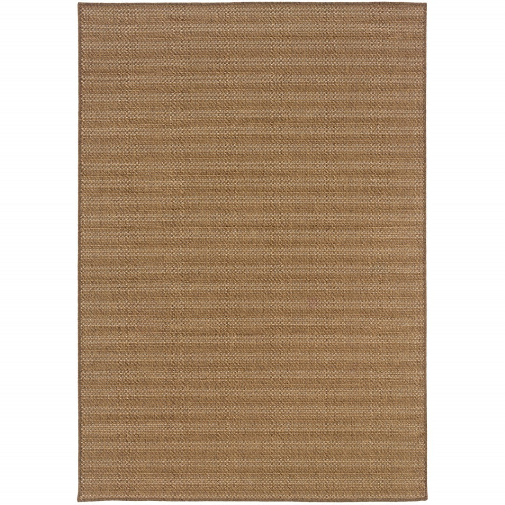 HomeRoots 5' Tan Striped Stain-Resistant Area Rug for Indoor and Outdoor Use - Durable, Stylish, Easy Care 7'10" x 10'10" 506874