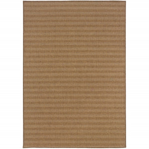 HomeRoots 5' Tan Striped Stain-Resistant Area Rug for Indoor and Outdoor Use - Durable, Stylish, Easy Care 7'10" x 10'10" 506874