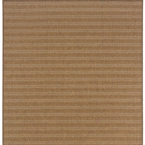 HomeRoots 5' Tan Striped Stain-Resistant Area Rug for Indoor and Outdoor Use - Durable, Stylish, Easy Care 8'6" x 13' 506875