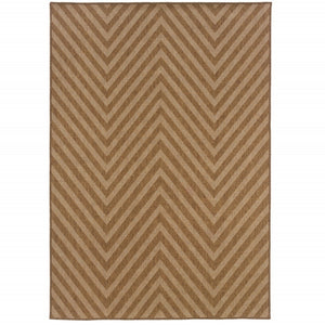 HomeRoots 5' Tan Geometric Area Rug - Stain-Resistant Design for Indoor & Outdoor Use, Easy to Clean & Maintain 6'7" x 9'6" 506882