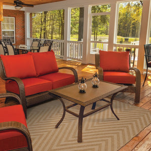 HomeRoots 5' Tan Geometric Area Rug - Stain-Resistant Design for Indoor & Outdoor Use, Easy to Clean & Maintain 6'7" x 9'6" 506882