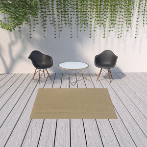 HomeRoots 5' Beige Stain-Resistant Indoor-Outdoor Area Rug for High-Traffic Spaces – Easy Maintenance & Style 5'3" x 7'6" 506887