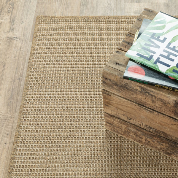 HomeRoots 5' Beige Stain-Resistant Indoor-Outdoor Area Rug for High-Traffic Spaces – Easy Maintenance & Style 5'3" x 7'6" 506887