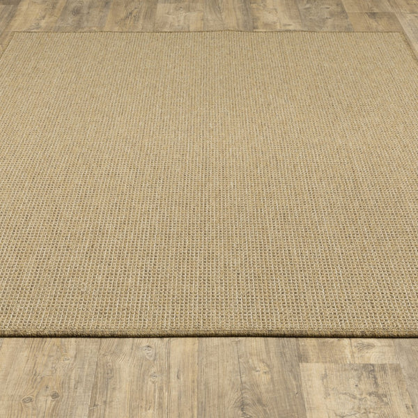 HomeRoots 5' Beige Stain-Resistant Indoor-Outdoor Area Rug for High-Traffic Spaces – Easy Maintenance & Style 5'3" x 7'6" 506887