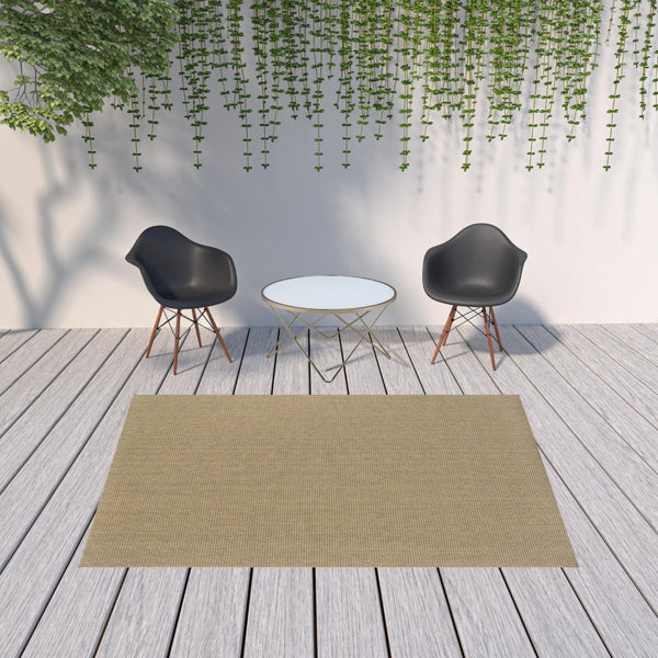 HomeRoots 5' Beige Stain-Resistant Indoor-Outdoor Area Rug for High-Traffic Spaces – Easy Maintenance & Style 6'7" x 9'6" 506888