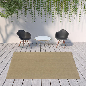 HomeRoots 5' Beige Stain-Resistant Indoor-Outdoor Area Rug for High-Traffic Spaces – Easy Maintenance & Style 7'10" x 10'10" 506889