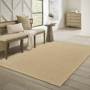 HomeRoots 5' Beige Stain-Resistant Indoor-Outdoor Area Rug for High-Traffic Spaces – Easy Maintenance & Style 7'10" x 10'10" 506889