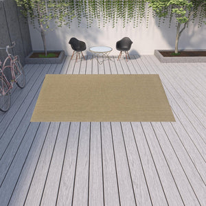 HomeRoots 5' Beige Stain-Resistant Indoor-Outdoor Area Rug for High-Traffic Spaces – Easy Maintenance & Style 8'6" x 13' 506890