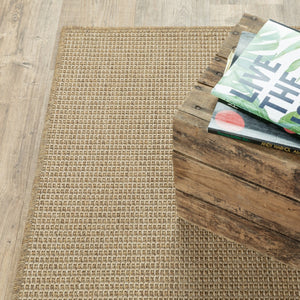 HomeRoots 5' Beige Stain-Resistant Indoor-Outdoor Area Rug for High-Traffic Spaces – Easy Maintenance & Style 8'6" x 13' 506890