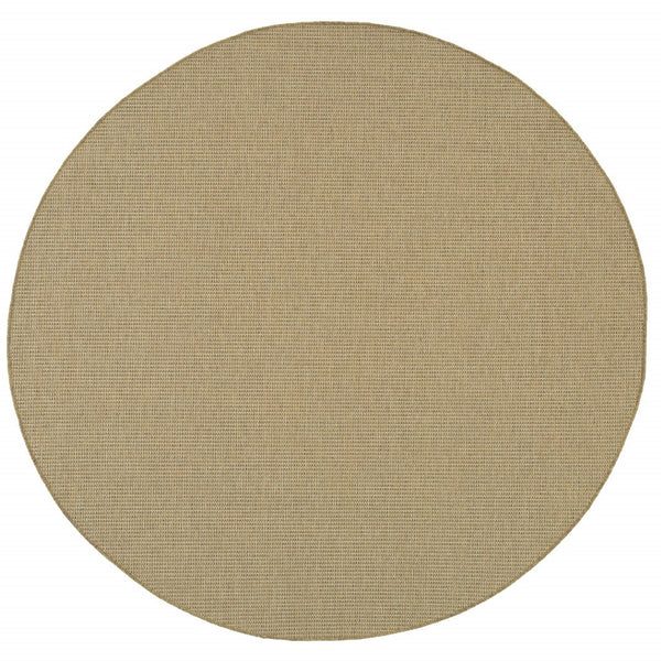 HomeRoots 5' Beige Stain-Resistant Indoor-Outdoor Area Rug for High-Traffic Spaces – Easy Maintenance & Style 7'10" Round 506891