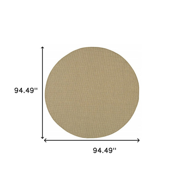 HomeRoots 5' Beige Stain-Resistant Indoor-Outdoor Area Rug for High-Traffic Spaces – Easy Maintenance & Style 7'10" Round 506891