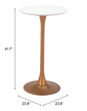 Auray Bar Table White & Gold 109829 Zuo Modern