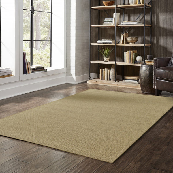HomeRoots 5' Indoor Outdoor Area Rug - Tan, Stain Resistant, Durable & Versatile for High-Traffic Spaces 7'10" x 10'10" 506898