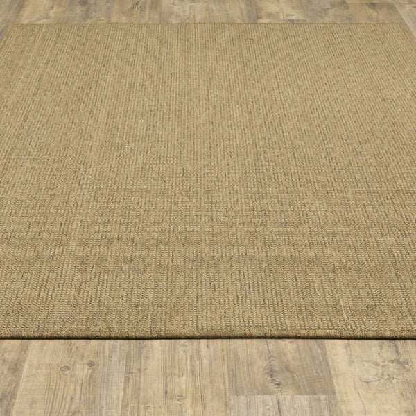 HomeRoots 5' Indoor Outdoor Area Rug - Tan, Stain Resistant, Durable & Versatile for High-Traffic Spaces 7'10" x 10'10" 506898