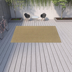 HomeRoots 5' Indoor Outdoor Area Rug - Tan, Stain Resistant, Durable & Versatile for High-Traffic Spaces 8'6" x 13' 506899