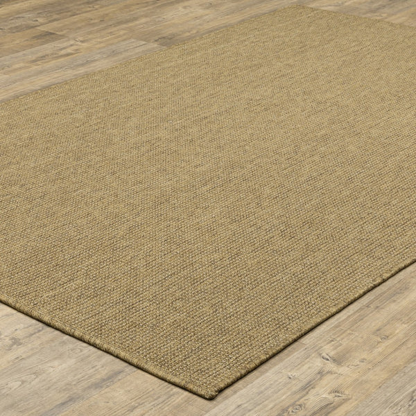 HomeRoots 5' Indoor Outdoor Area Rug - Tan, Stain Resistant, Durable & Versatile for High-Traffic Spaces 8'6" x 13' 506899