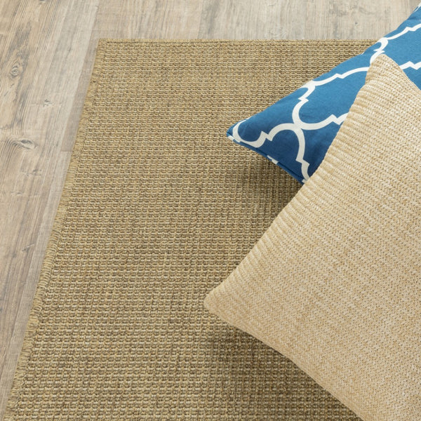 HomeRoots 5' Indoor Outdoor Area Rug - Tan, Stain Resistant, Durable & Versatile for High-Traffic Spaces 8'6" x 13' 506899