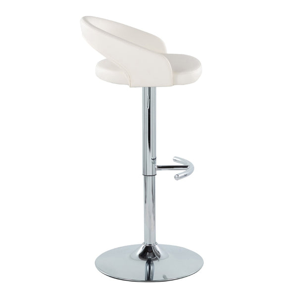 English Elm Adjustable Swivel Barstools with Chrome Base and Faux Leather Seats Set of 2 B202S01988