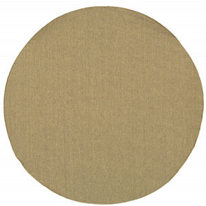 HomeRoots 5' Indoor Outdoor Area Rug - Tan, Stain Resistant, Durable & Versatile for High-Traffic Spaces 7'10" Round 506900