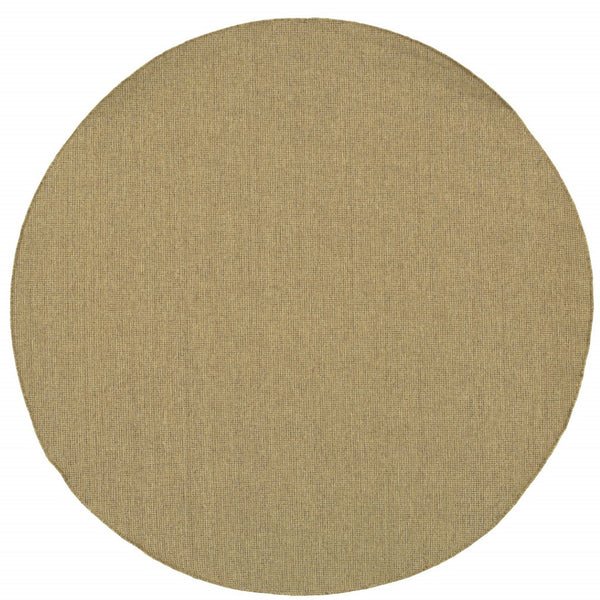 HomeRoots 5' Indoor Outdoor Area Rug - Tan, Stain Resistant, Durable & Versatile for High-Traffic Spaces 7'10" Round 506900