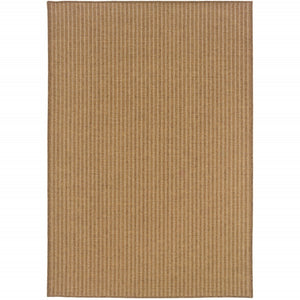HomeRoots 5' Tan Striped Indoor Outdoor Area Rug - Stain Resistant, Durable, Perfect for Busy Spaces & Patios 5'3" x 7'6" 506905