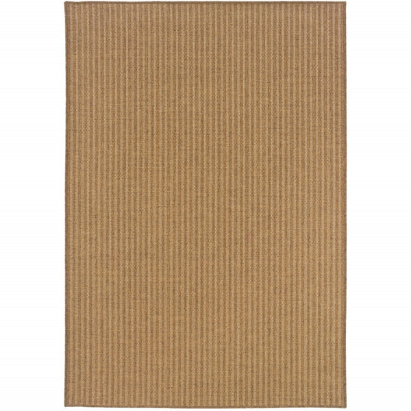 HomeRoots 5' Tan Striped Indoor Outdoor Area Rug - Stain Resistant, Durable, Perfect for Busy Spaces & Patios 5'3" x 7'6" 506905