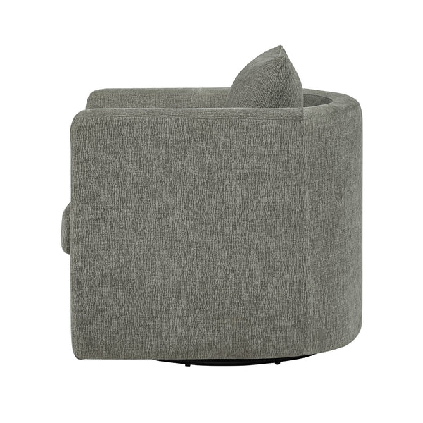 English Elm Sutton Ultra-Soft Gray Swivel Barrel Chair with Pocket Coil Seat, Reversible Cushions, Stain-Resist B050P322585