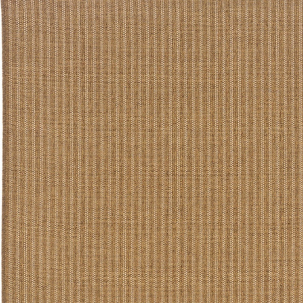 HomeRoots 5' Tan Striped Indoor Outdoor Area Rug - Stain Resistant, Durable, Perfect for Busy Spaces & Patios 7'10" x 10'10" 506907