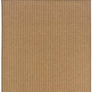 HomeRoots 5' Tan Striped Indoor Outdoor Area Rug - Stain Resistant, Durable, Perfect for Busy Spaces & Patios 7'10" x 10'10" 506907