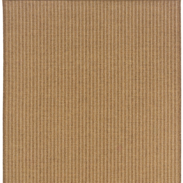 HomeRoots 5' Tan Striped Indoor Outdoor Area Rug - Stain Resistant, Durable, Perfect for Busy Spaces & Patios 7'10" x 10'10" 506907