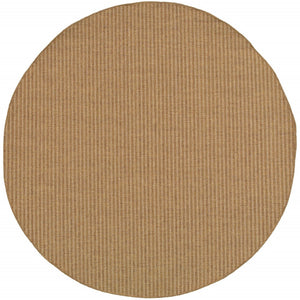HomeRoots 5' Tan Striped Indoor Outdoor Area Rug - Stain Resistant, Durable, Perfect for Busy Spaces & Patios 7'10" Round 506909