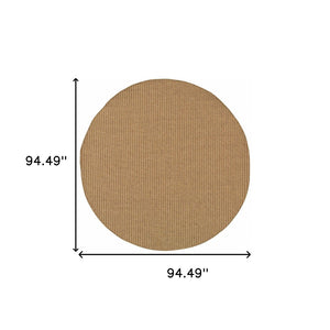 HomeRoots 5' Tan Striped Indoor Outdoor Area Rug - Stain Resistant, Durable, Perfect for Busy Spaces & Patios 7'10" Round 506909